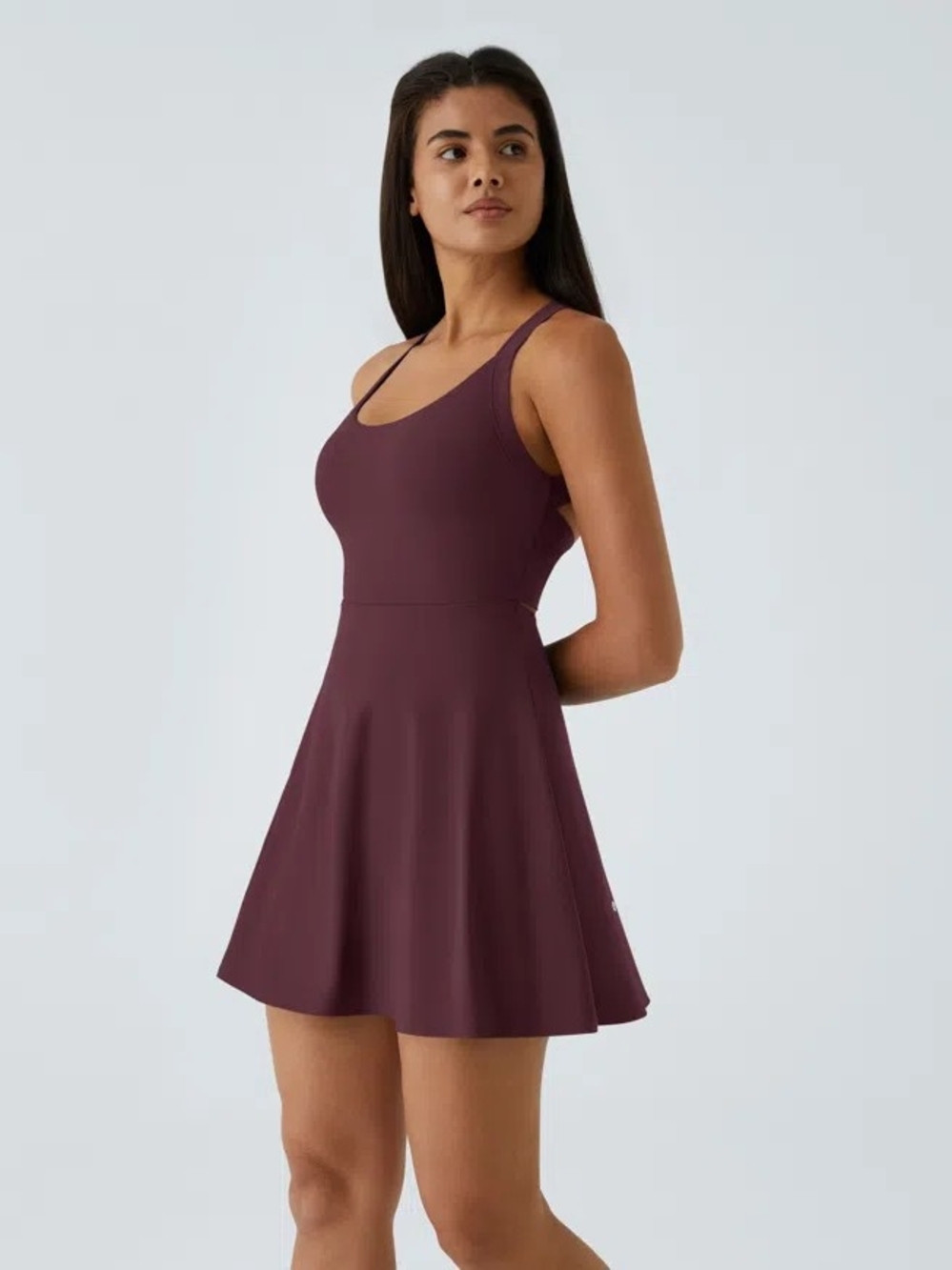 HALARA Burgundy Tank Fit-and-Flare Mini Dress